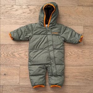Columbia Olive and Orange Infant Snowsuit size 3-6 months